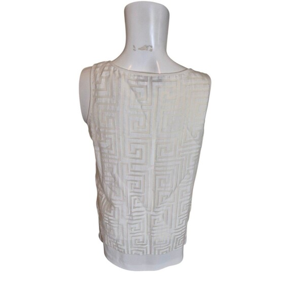 Elizabeth and James Tank Blouse Layered Organza Geometric Print Overlay White XS - Picture 3 of 4